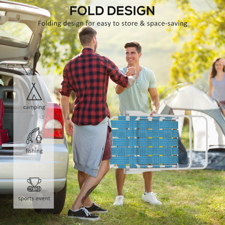 Outsunny Set Of 2 Patio Folding Chairs, Classic Outdoor Camping Chairs, Portable Lawn Chairs For Camping, Garden, Pool, Beach, Backyard W Armrests, Blue