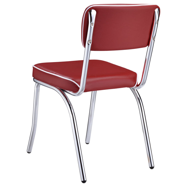 Red And Chrome Upholstered Side Chairs Set Of 2