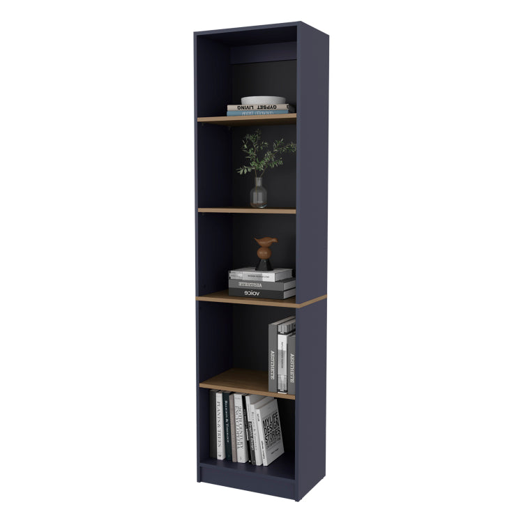 Beaver Balley Bookcase With Open Storage And 5 Shelves, Blue And Natural Oak