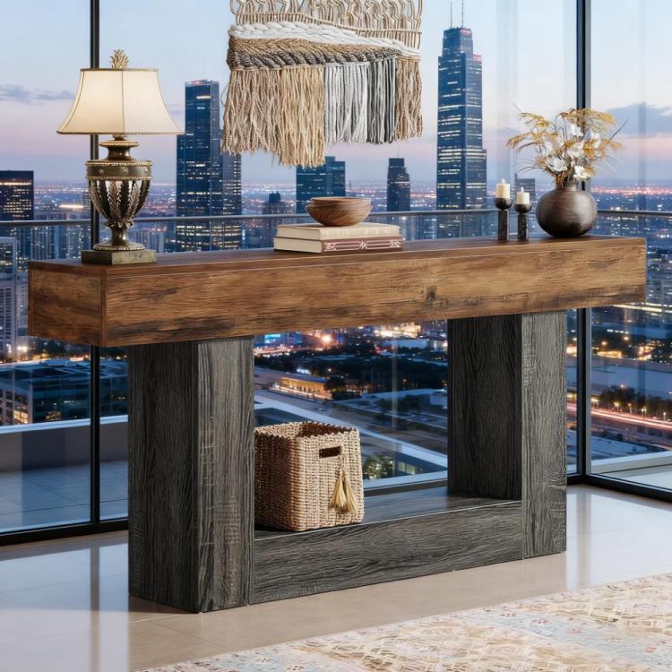 Wooden Console Table, Narrow Long Wood Sofa Table, Living Room Table Rectangular Sofa Table Behind The Couch