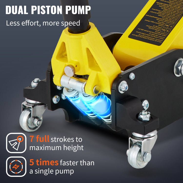 1.5 Ton Low Profile Aluminum Steel Racing Floor Jack Dual Pump Lift Car