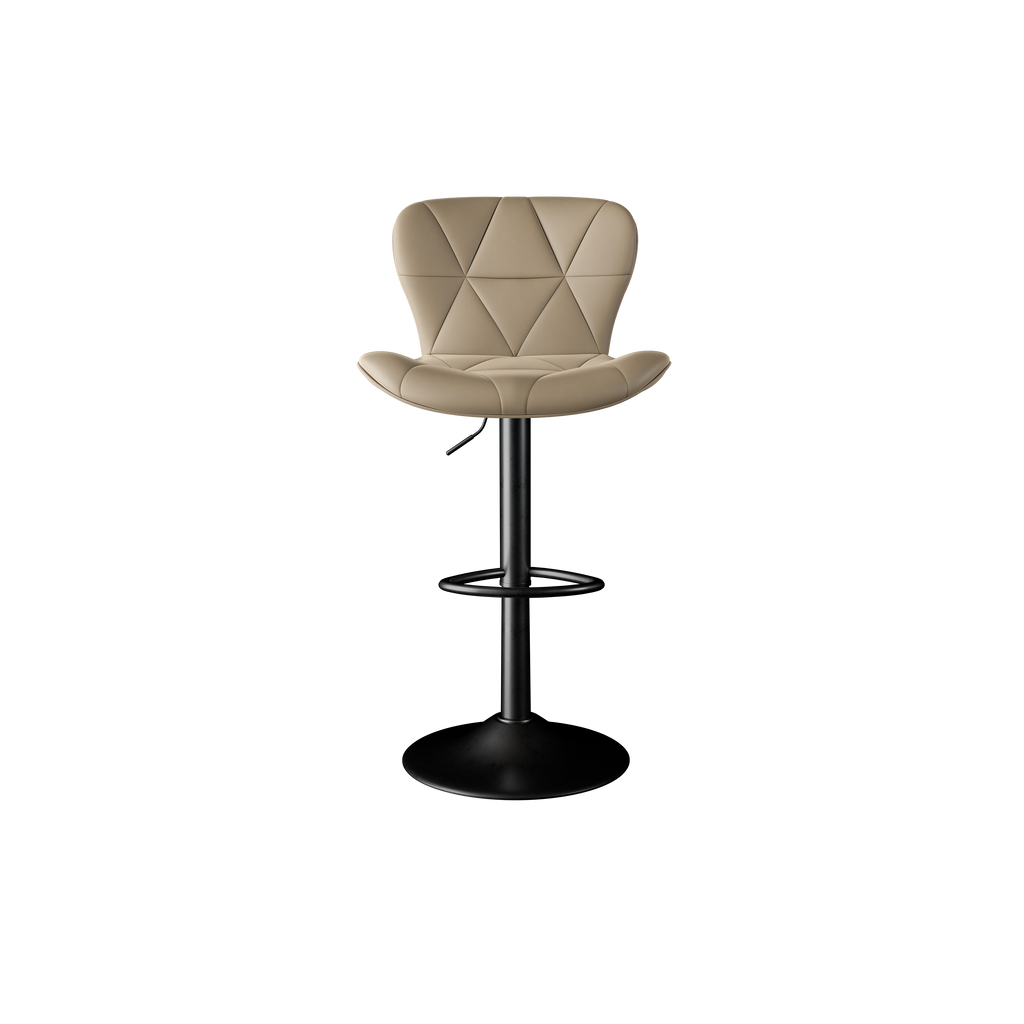 Bar Stools Set Of 2,Adjustable Swivel Barstools, Faux Leather Bar Chairs,Upholstered Counter Height With High Backrest For Kitchen Island,Khaki