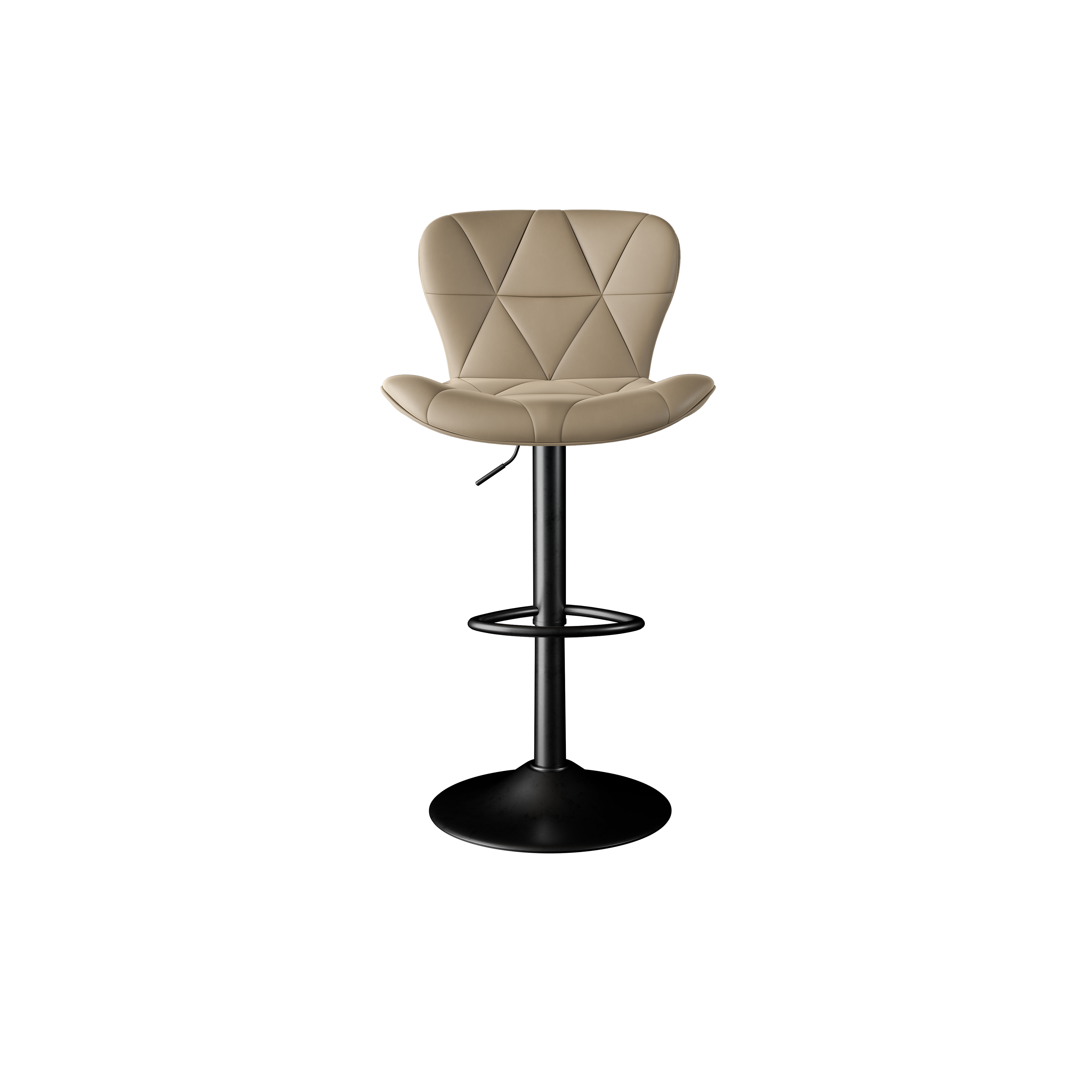 Bar Stools Set Of 2,Adjustable Swivel Barstools, Faux Leather Bar Chairs,Upholstered Counter Height With High Backrest For Kitchen Island,Khaki