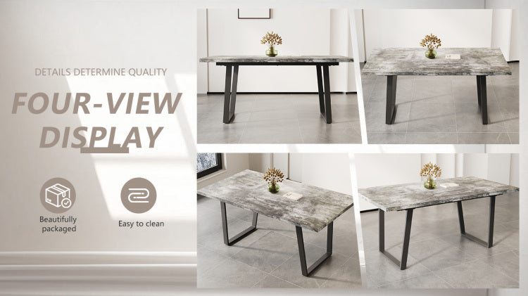 Simple And Modern Design, 6 Person Dining Table, 62.9 Inch Rectangular Mdf Dining Table, Perfect For Kitchen And Dining Rooms