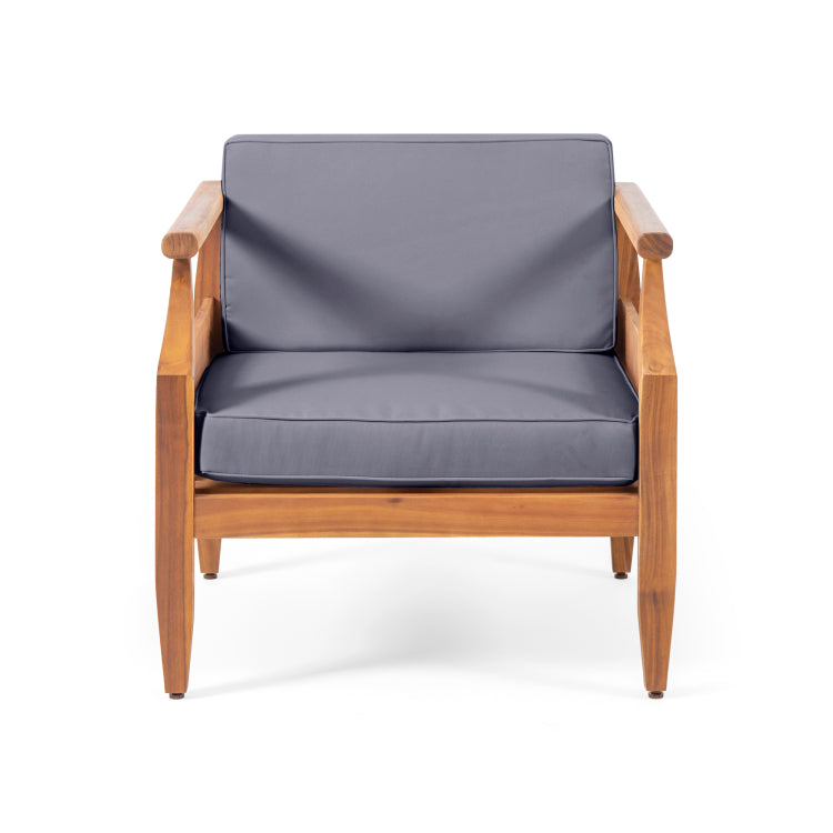 Club Chairs Laurent 500Lbs Capacity Acacia Outdoor, Teak Finish Patio Furniture Sets With Thick Cushion, Appropriate For Garden Porch