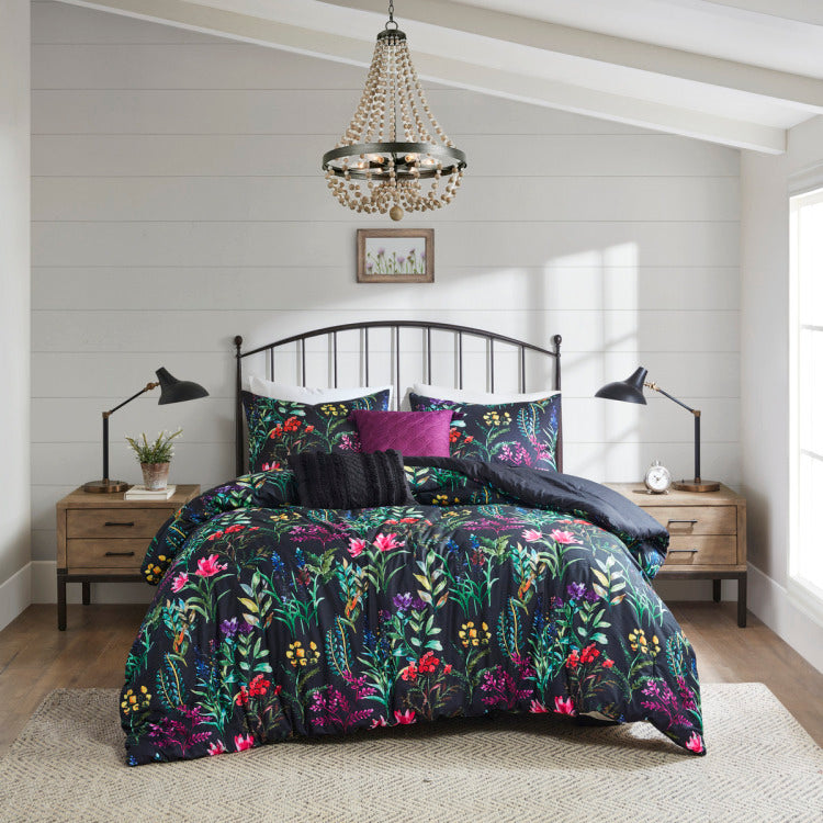 5 Piece Comforter Set Black Full Queen