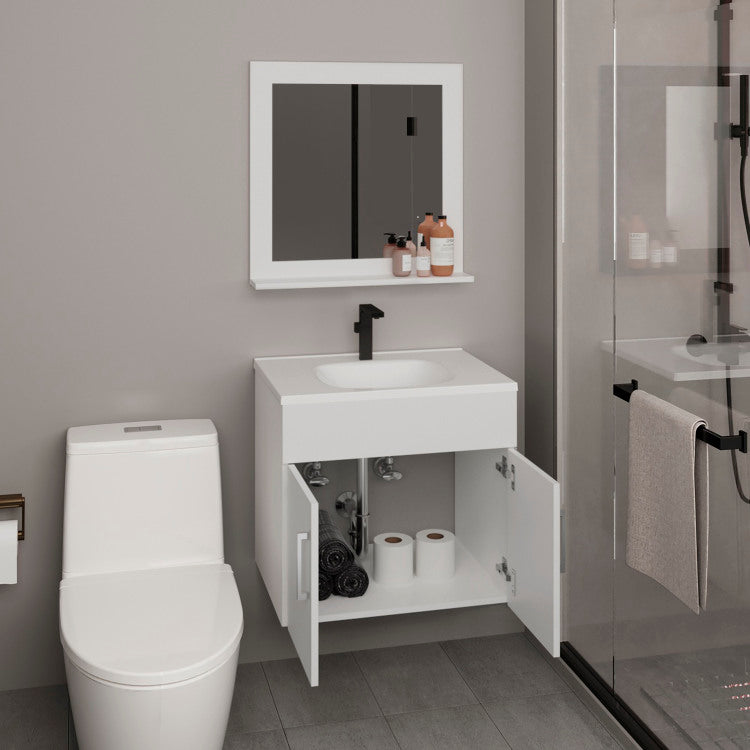 Blake Bathroom Mirror Cabinet With Two Interior Shelves, Wall Mounted Storage White