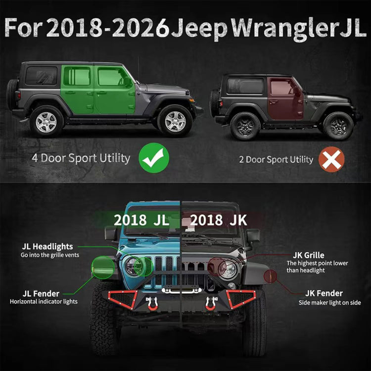 Running Boards Compatible For 2018 2026 Jeep Wrangler Jl 4 Door Black Powder Coated Nerf Bar W Two Stairs Design Two Color Pedals Switchable Freely