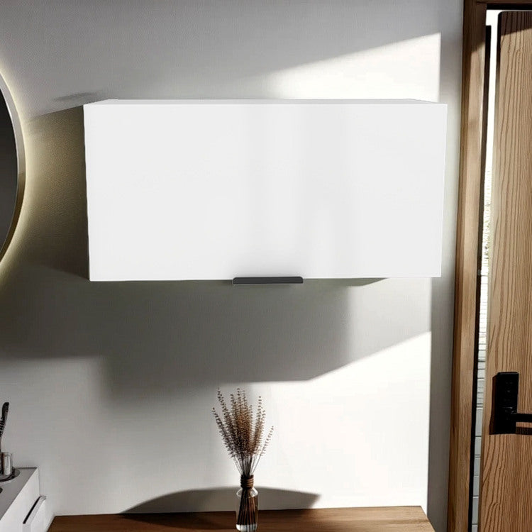 Coolidge Pull Up Wall Cabinet, Compact Design, Single Shelf, Modern Style, White