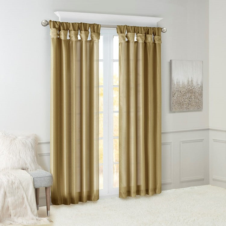 Twist Tab Lined Window Curtain Panel Bronze 50X95"
