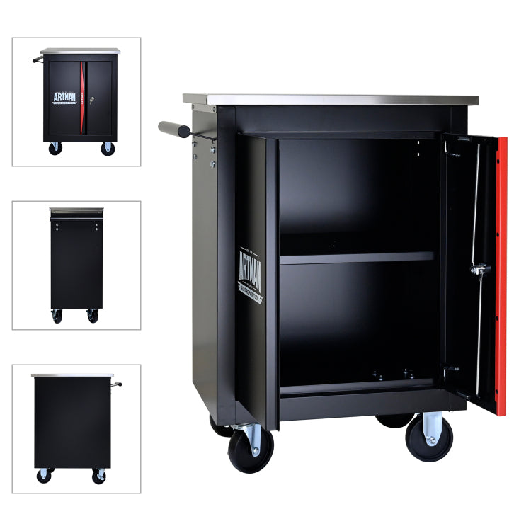 Double Door Clapboardl Multi Function Tool Cart Blak&Red