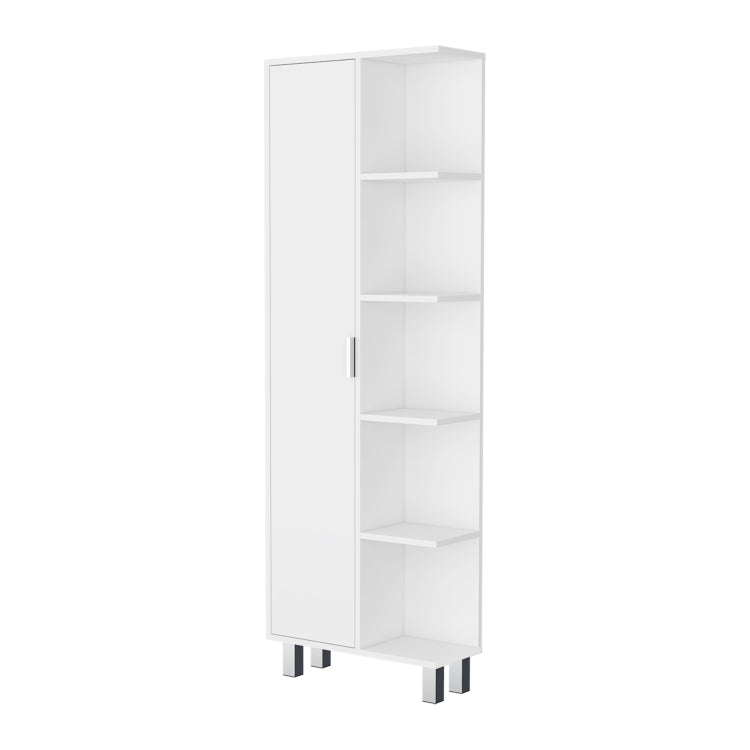 Randall Linen Cabinet, With 1 Door And 9 Shelves, White
