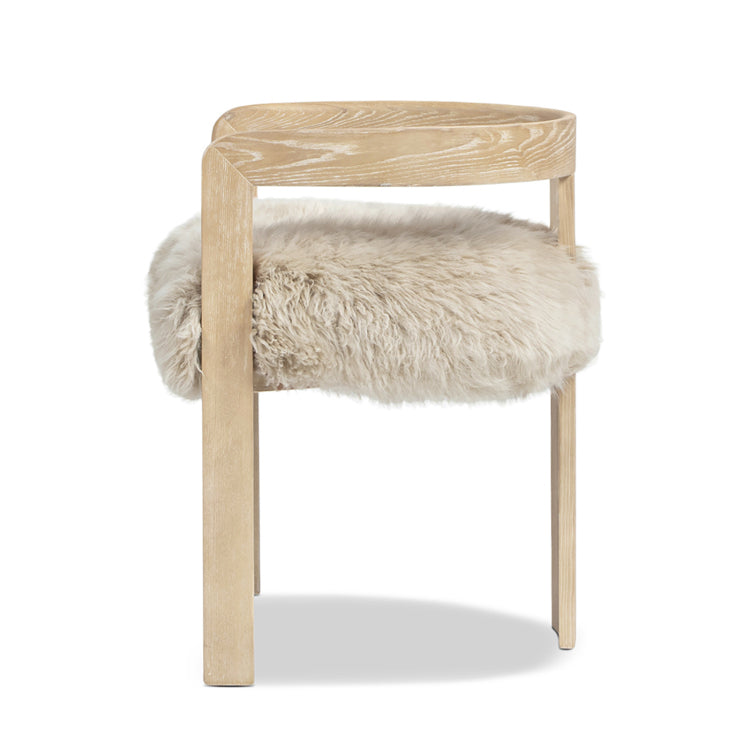 Millwick 21" Low Back Genuine Fur Dining Chair, Natural Blonde Genuine Fur