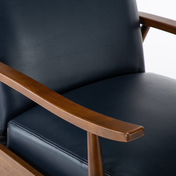Sarasota Wood Arm Push Back Recliner Midnight Blue