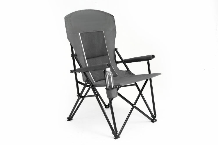 High Back Heavy Duty Lawn Chair Support 250Lbs, Portable Collapsible Chair With Cup Holder Grey