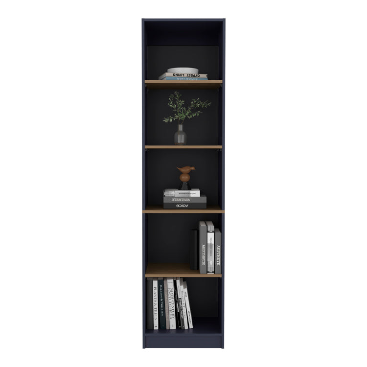 Beaver Balley Bookcase With Open Storage And 5 Shelves, Blue And Natural Oak