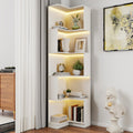 Corner Book Shelf 5 Tier Corner Bookshelf Bookcase With Baffle, Freestanding L Shaped Display Shelf Stand With Led Lights For Home Office, Living Room, Bedroom, Kitchen