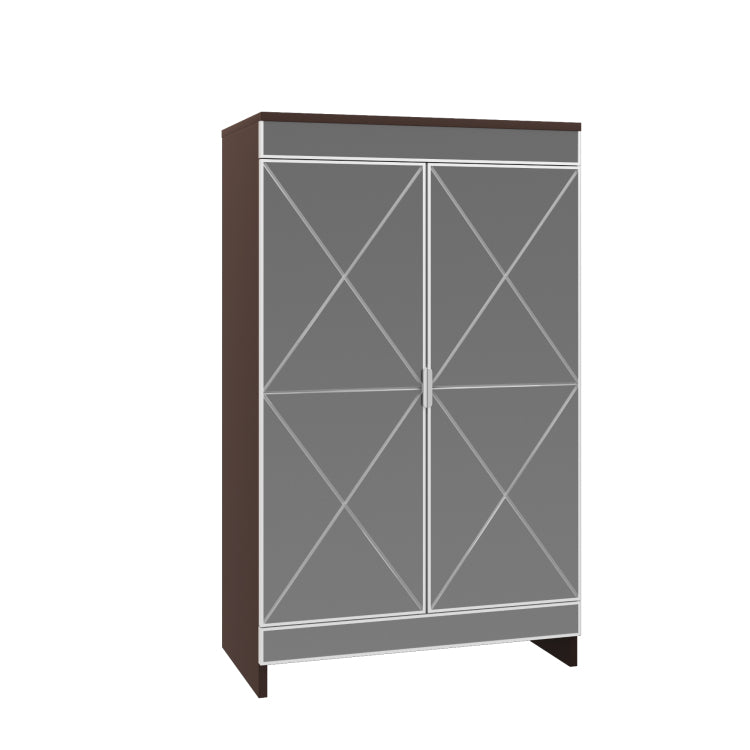 Elegant Decor Mirrored Cabinet With Silver Edging,Mirrored Cabinet With Double Door Storage,Shoe Storage Cabinet For Entryway,Glass Brown Finish