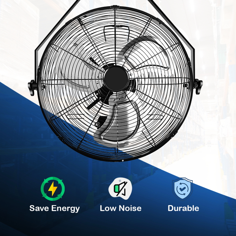 18 In. Black Industrial Wall Mount Fan 3 Speed Indoor Outdoorcommercial Ventilation Metal High Velocity Fan