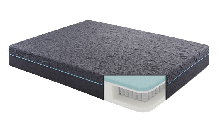 11 Inch Queen Size Bed Mattress Gel Infused Memory Foam Hybrid Mattress, Dark Gray, Mattress In A Box