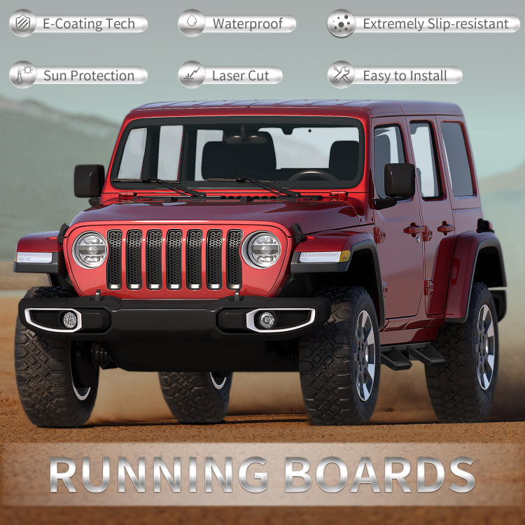 Running Boards For 18 26 Jeep Wrangler Jl Black Powder Coated Side Steps Bars