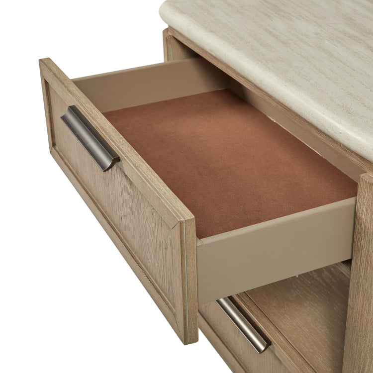 Two Drawer Nightstand With Oak Veneer Drawer Fronts