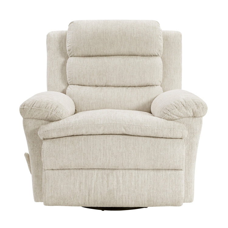 Glider Swivel Recliner Chair Beige Microfiber Upholstery Plywood Frame Durable Plush Comfort Living Room Furniture 1Pc