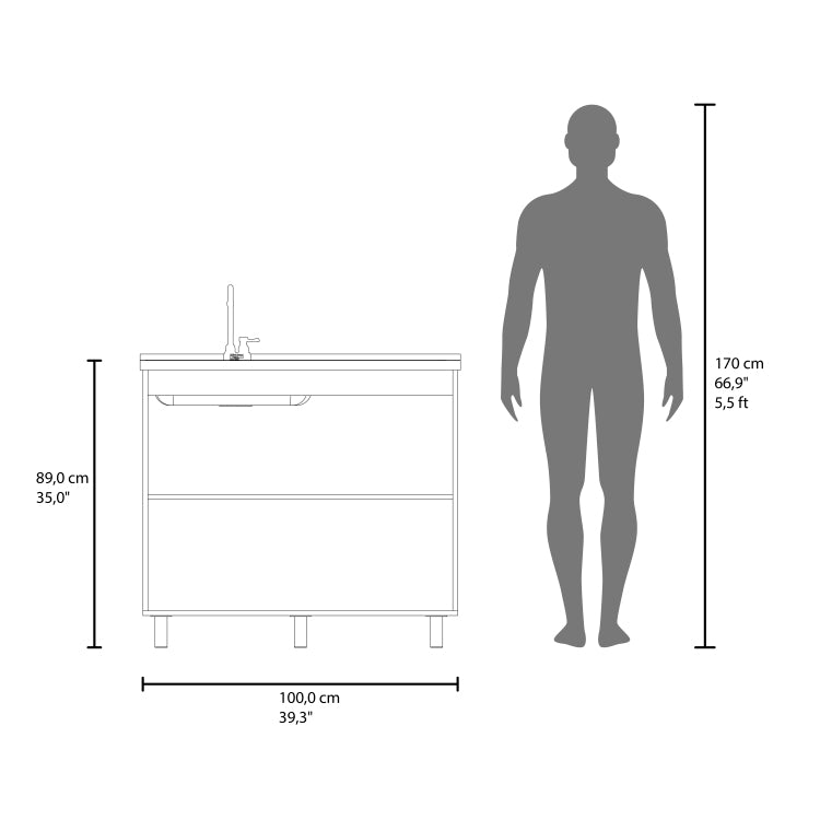 Napoles Utility Sink Complete With Faucet, Freestanding Base With Legs And Deep Stainless Steel Basin, Modern Multi Purpose Sink For Kitchen, Laundry Or Utility Room, White