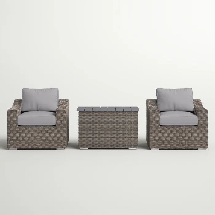 Chic Rattan Wicker Fully Assembled 2 Person Seating Group With Plush Cushions Ideal For Cozy Outdoor Gatherings