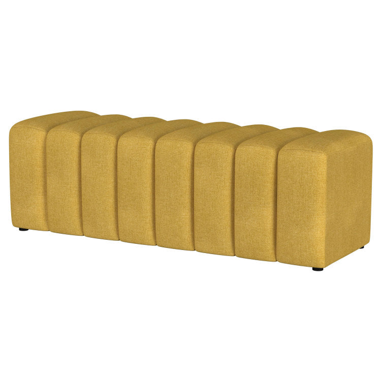 Delsur Mustard Yellow Fabric Upholstered Tufted Accent Bench