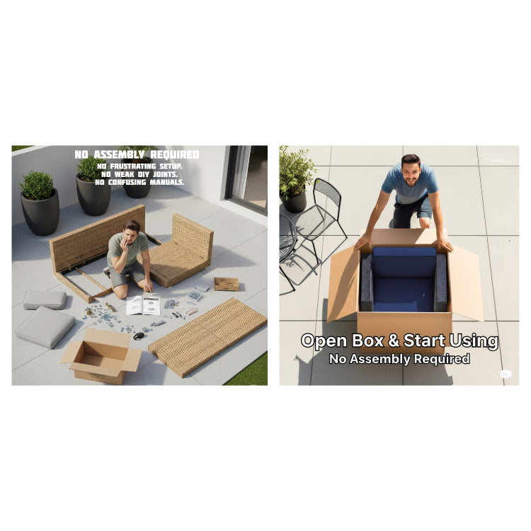 4 Piece Fully Assembled Wicker Sofa Set With Cushions For 4 Person Seating