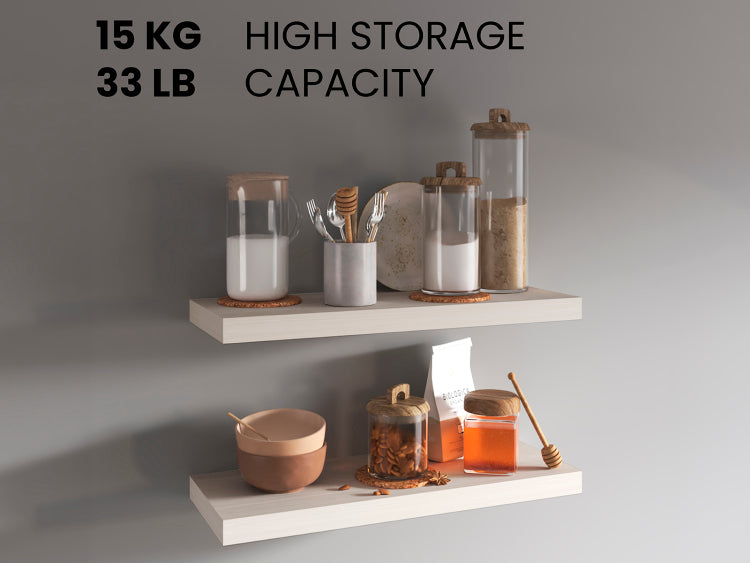 Ecco 31.5" Wide Floating Shelves Set Of 2, Shelves For Wall Decor For Bedroom, Bathroom Storage Shelves, Book Shelves For Living Room
