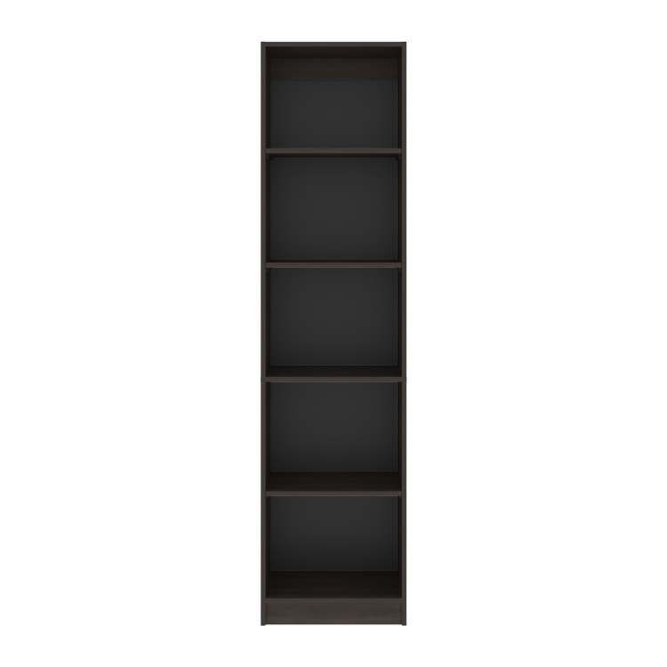 Stained Walnut Bookcase With Open Storage And 5 Shelves