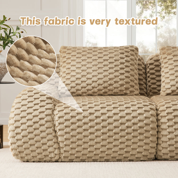 82" Modern Modular Sectional Sofa For Living Room,Flannelette Fabric,Highly Textured,Oversized 2 Seater Couch With Deep Seat,Buckle Connection,Anti Slip Design,No Assembly,Boneless Sofa,Light Camel