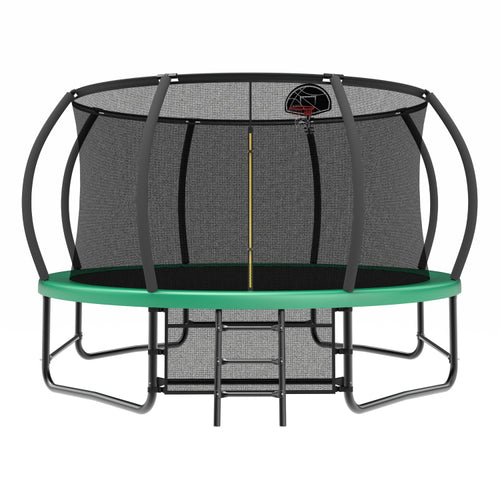 14Ft Trampoline With Enclosure Recreational Trampolines With Ladder And Antirust Coating, Astm Approval Outdoor Trampoline For Kids
