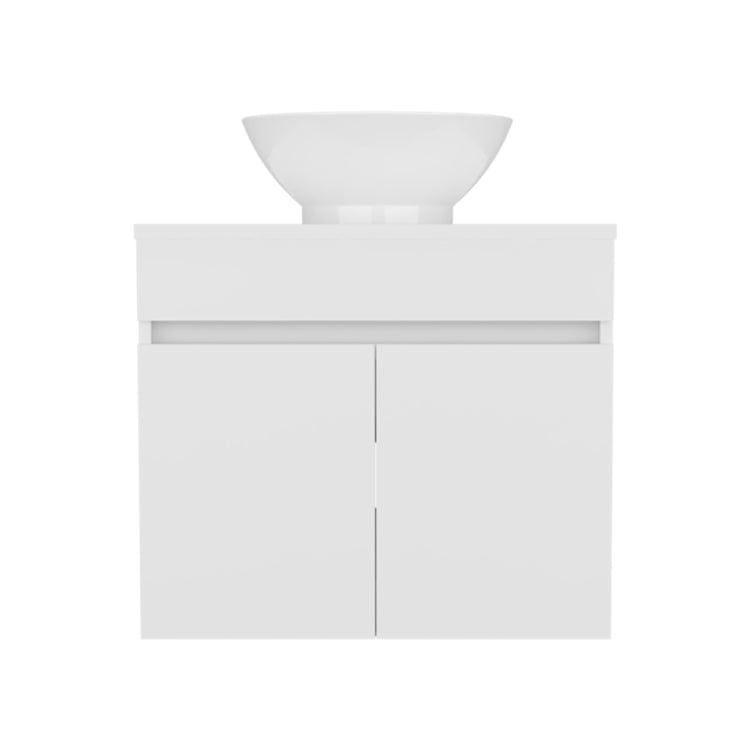 Vessel Sink Vanity Manchester, Two Drawers And Open Shelf, White