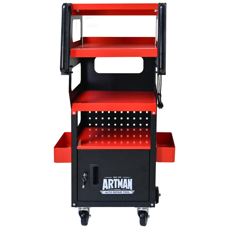 4 Level Multi Functional Diagnostic Trolley,Car Diagnostic Equipment Cart, With 360 Rotating And Lockable Casters Black&Red