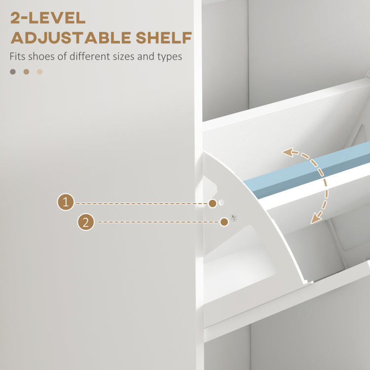 Homcom Shoe Cabinet For Entryway, Narrow Shoe Rack Storage Organizer With 3 Flip Drawers And Adjustable Shelves For 15 Pairs Of Shoes, White
