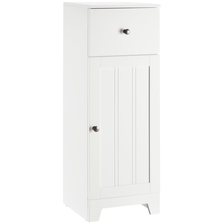 Kleankin Short Bathroom Storage Cabinet, Cabinet Organizer With 1 Drawer And Adjustable Shelf For Living Room, White