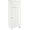 Kleankin Short Bathroom Storage Cabinet, Cabinet Organizer With 1 Drawer And Adjustable Shelf For Living Room, White