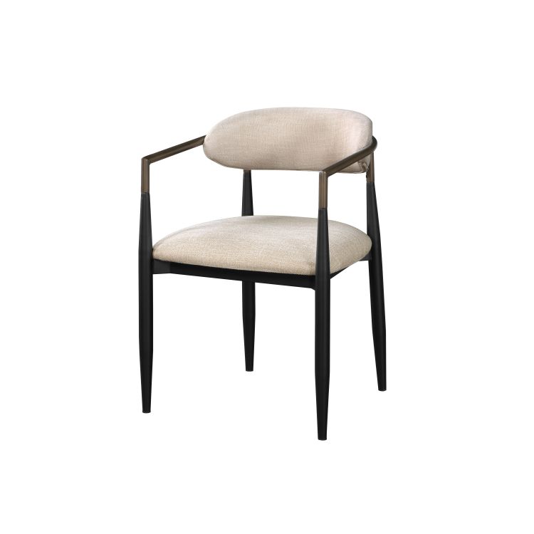 Beige And Black Armchair With Open Back Set Of 2