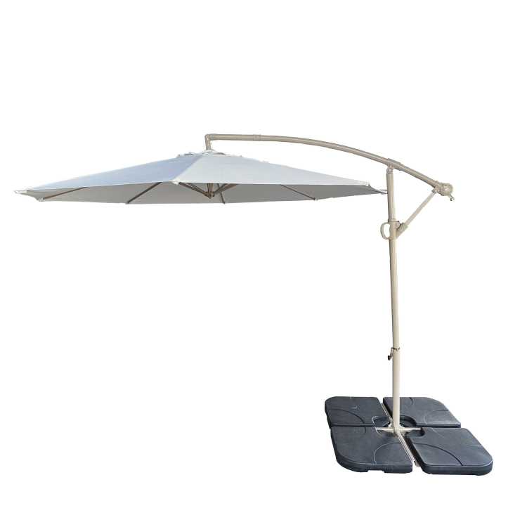 Without Plastic Base 10Ft Offset Patio Umbrella Offset Hanging Cantilever Patio Outdoor Market Umbrella Protection With Easy Tilt Adjustment And Crank For Pool Deck And Garden Top Colour Beige