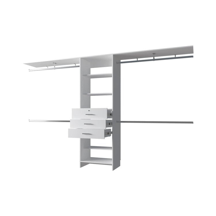 White Modular Closet Organizer System With Hanging Rods