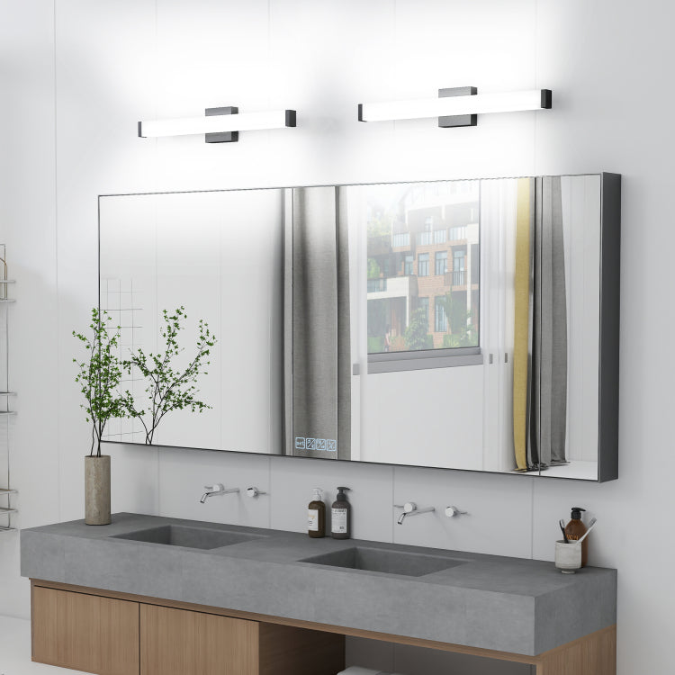 Bathroom Vanity Light Black 25 Inch Modern Vanity Lights For Bathroom 14W Led Bath Lights Over Mirror Cool White Light 6000K