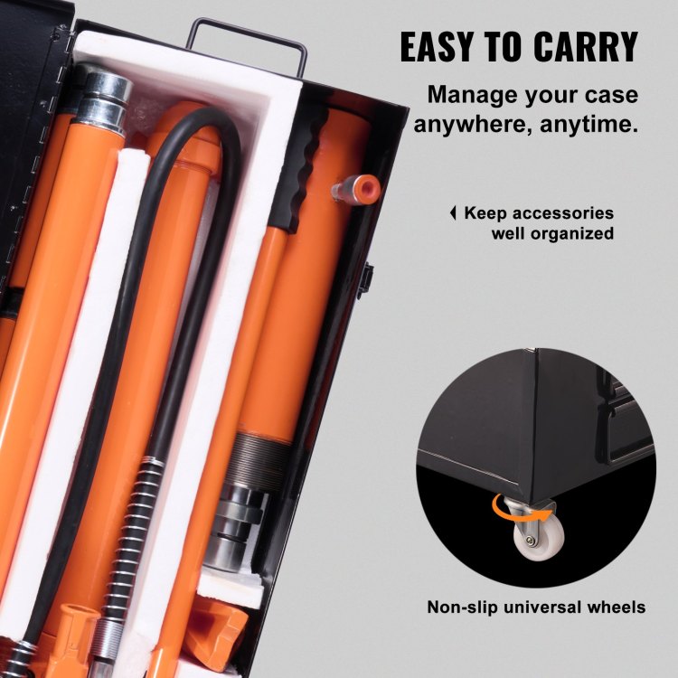 20 Ton Porta Power Kit, Portable Hydraulic Jack With 4.6 Ft 1.4 M Oil Hose, Car Frame Repair Tool With Storage Case For Automotive, Heavy Equipment, Mechanic 44000 Lbs