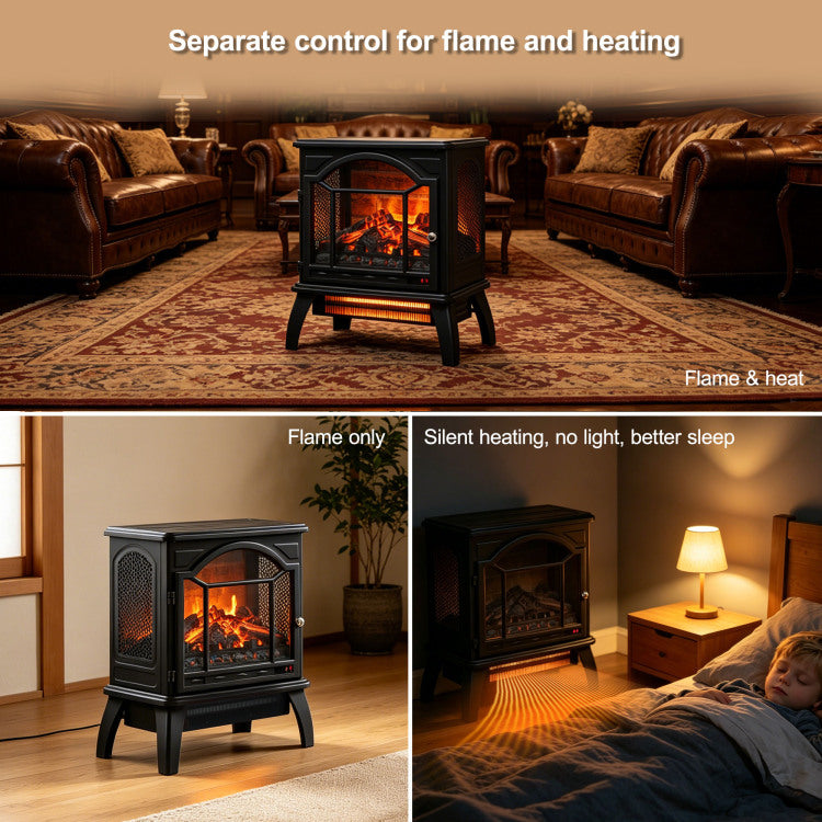 18 Inch 3D Flame Electric Infrared Quartz Fireplace Stove With Remote Control