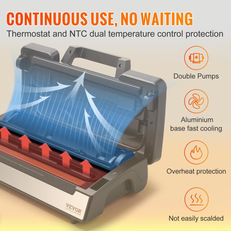 Vacuum Sealer Machine, 90Kpa 130W Powerful Dual Pump And Dual Sealing, Dry And Moist Food Storage, Automatic And Manual Air Sealing System With Built In Cutter, With Seal Bag And External Hose