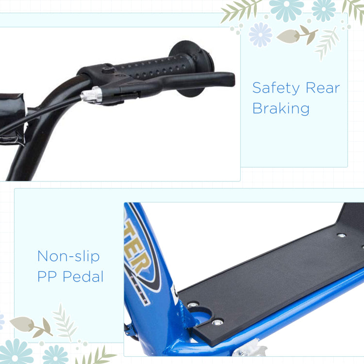 Homcom Kick Scooter For Kids 5 12 Years Old, Big Wheel Kids Scooter With Adjustable Height Handlebar, Non Slip Footplate, Rear Brake, Blue