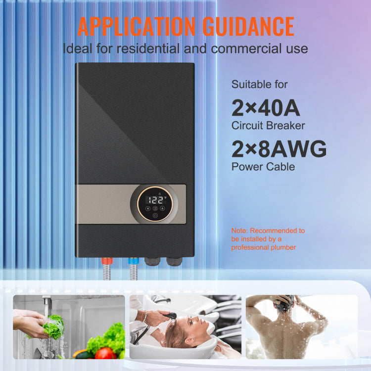 Instant Water Heater, 18Kw Electric Tankless Water Boiler, Digital Temperature Display & Easy Installation & 24 Hour Water Supply, For Kitchen Bathroom Shower Mall Salon Shampoo Etl Listed