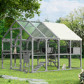 Large Catio Outdoor Cat Enclosure For Multiple Kittens, Wooden Cat House With 7 Platforms, 2 Resting Boxes, 1 Bridge And 1 Ramp, Walk In Kitty Cage Kennel With Sunshine Board Roof, Gray